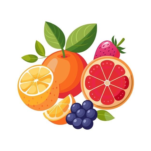 Conceptos de ilustración vectorial de frutas realistas