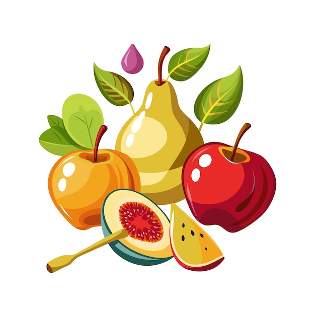 Conceptos de ilustración vectorial de frutas realistas