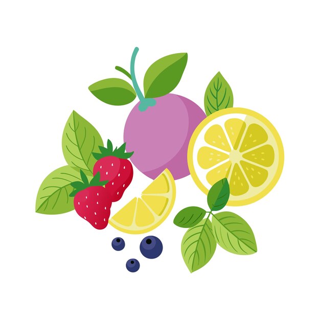 Conceptos de ilustración vectorial de frutas realistas