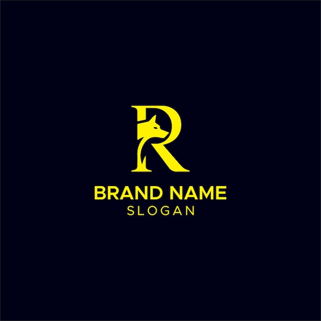 Conceptos del logotipo de la letra R lobo zorro con diseño vectorial