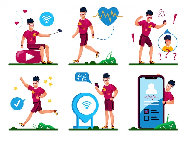 Conceptos modernos del vector del estilo de vida activo del adolescente