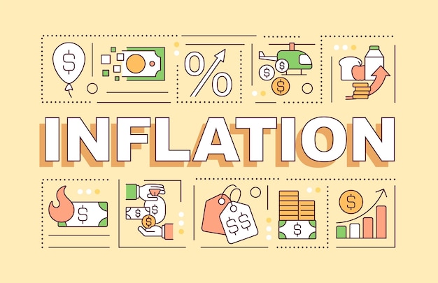 Conceptos de palabras de inflación bandera amarilla