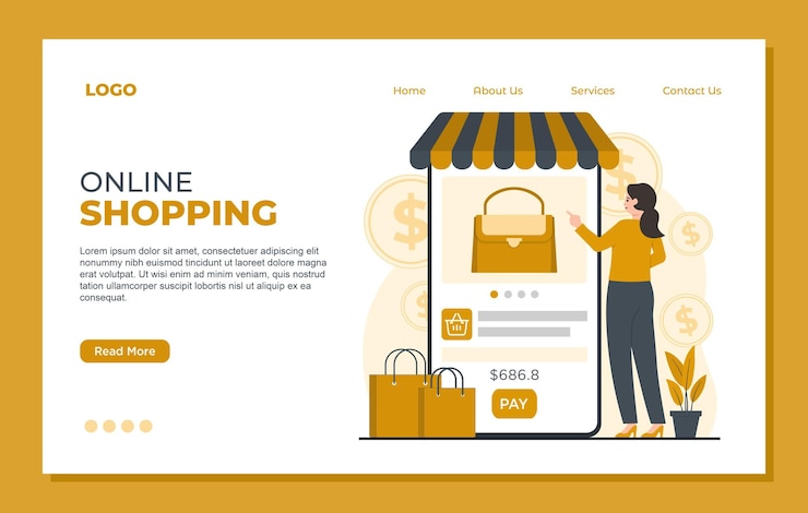 Vector conceptos de plantillas de páginas de destino de compras en línea ilustración vectorial de comercio electrónico en estilo plano
