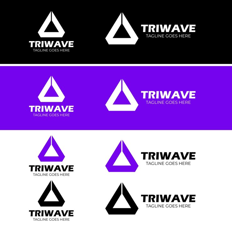 Vector conceptos únicos de diseño de logotipos triangulares plantillas personalizables para marcas creativas y abstractas