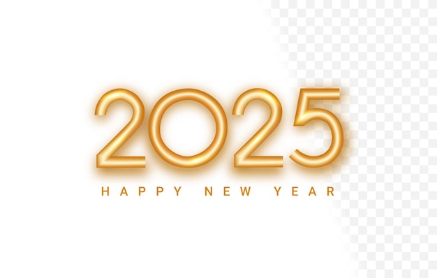 Conceptos de vacaciones de Año Nuevo en colores dorados Número 2024 en fondo transparente