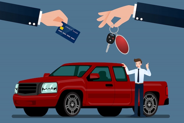 El concesionario de automóviles vende una camioneta.