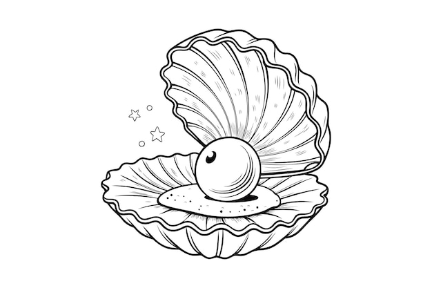 Concha de mar abierta con perlas