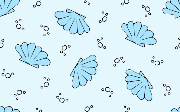 concha de mar Hacer un dibujado de una concha de agua un habitante marino el patrón de dibujo de patrón sin costuras vector f