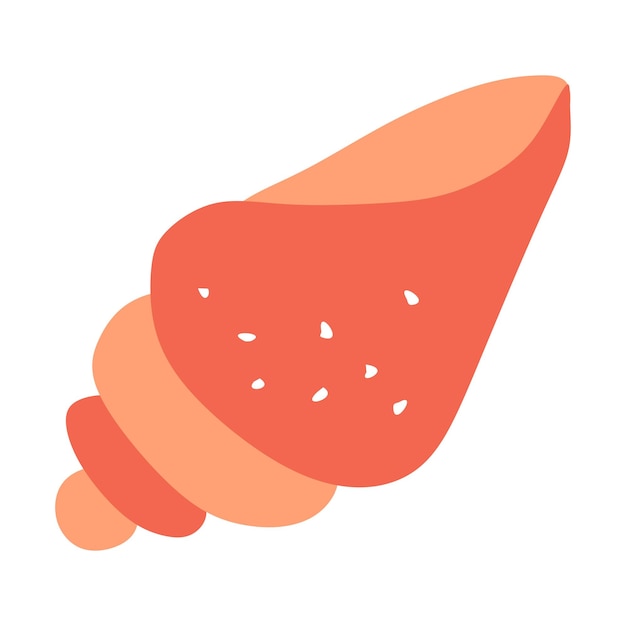 Concha de mar roja sobre fondo blanco Vector plano Ilustración aislada Concepto de vida submarina del océano