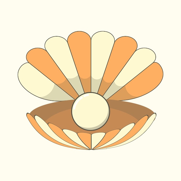 concha con perla en vector de diseño plano para la temporada de verano
