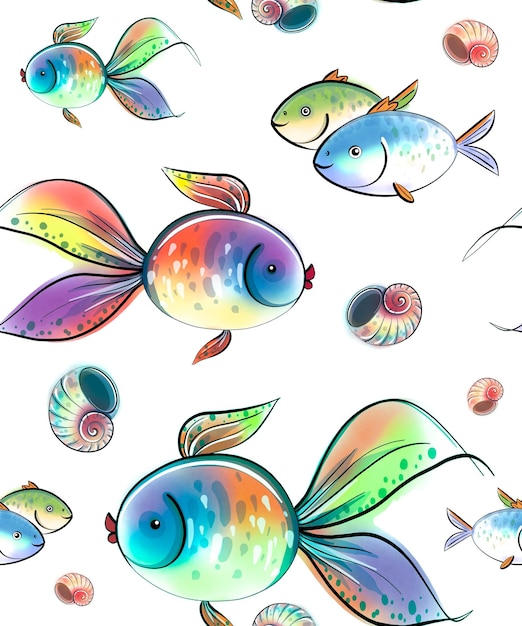 Concha de pez estrella de mar sobre un fondo blanco, un patrón de color en un estilo náutico