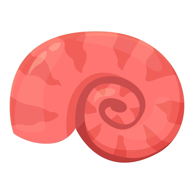 Una concha rosa que muestra el patrón espiral de un molusco que crece bajo el mar