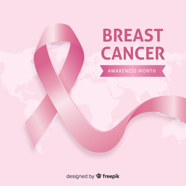 Vector conciencia del cáncer de mama con cinta de diseño realista