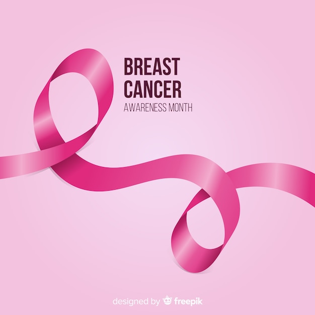 Conciencia del cáncer de mama con cinta rosa realista