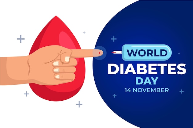 Conciencia del día mundial de la diabetes en diseño plano