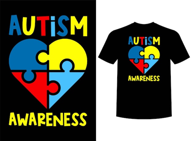 Vector concienciación sobre el autismo diseño de camiseta listo para imprimir