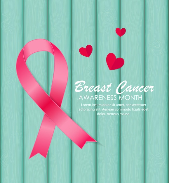 Concienciación sobre el cáncer de mama con cinta rosada ilustración vectorial