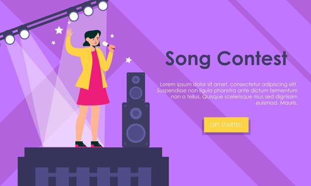 Vector concurso de canciones en concepto de ilustración de escenario