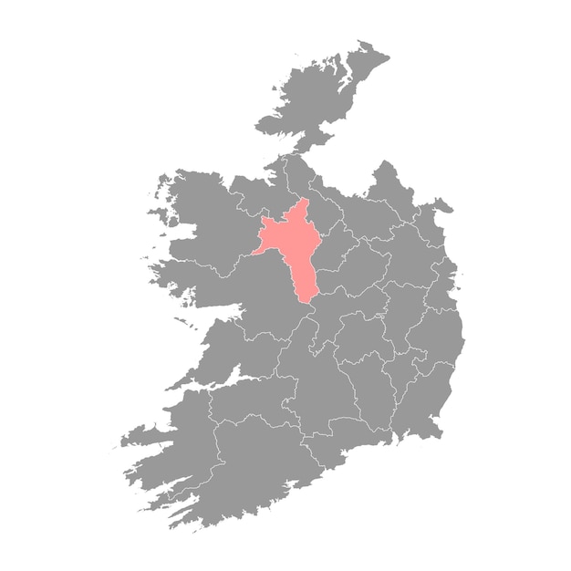 Vector condado de roscommon mapa condados administrativos de irlanda ilustración vectorial