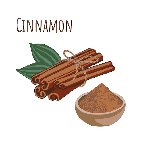 Condimento de canela. Especia para cocinar. ilustración vectorial