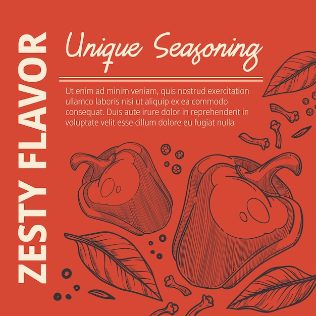 Condimento único vector de sabor orgánico y picante.