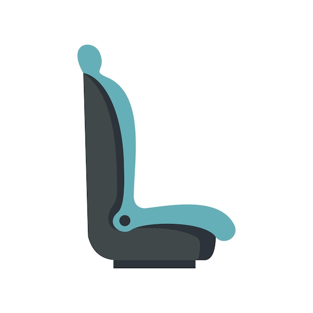 Conductor cerca del icono del asiento de bebé Ilustración plana del conductor cerca del icono de vector del asiento de bebé aislado sobre fondo blanco