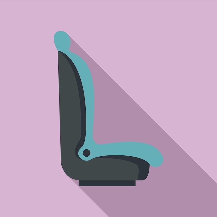 Vector conductor cerca del icono del asiento para bebé ilustración plana del conductor cerca del icono de vector del asiento para bebé para diseño web