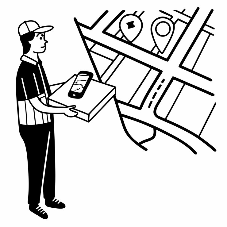 Vector conductor de entregas con navegación gps
