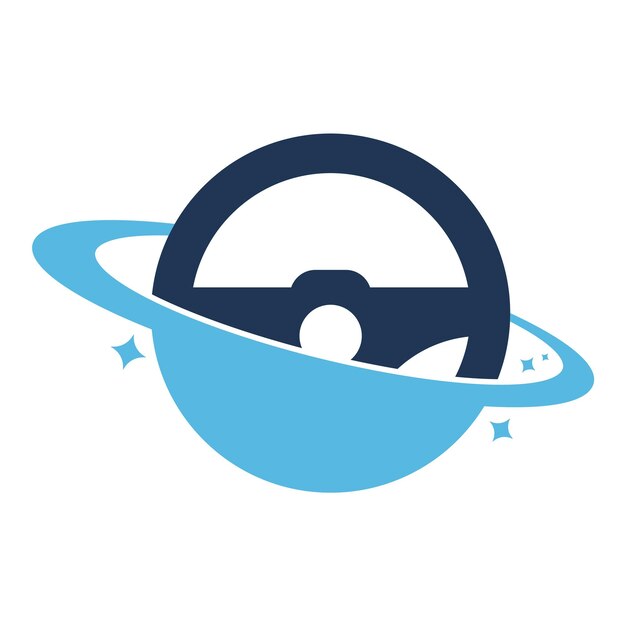 Conduzca el diseño del logotipo del vector del planeta. Símbolo o icono de la órbita del volante.