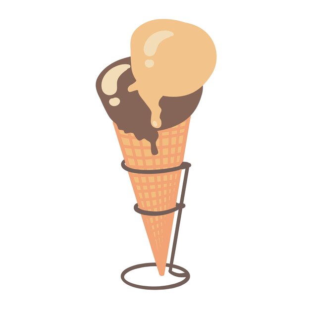 Cone de helado en diseño plano de soporte