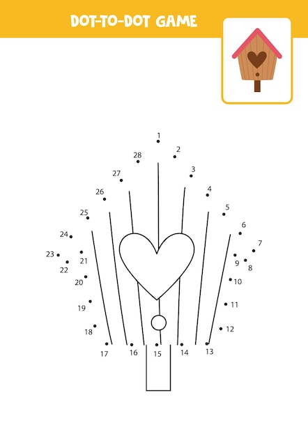 Conecta el juego de puntos con pajarera de madera