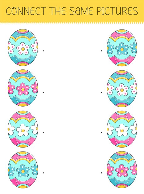 Conecta el mismo juego de imágenes con un lindo huevo de pascua de dibujos animados Juego infantil con huevo de pascua