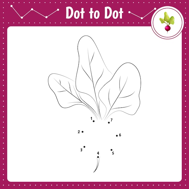 Conecta los puntos beet vegetable dot to dot juego educativo libro para colorear para niños en edad preescolar hoja de trabajo de actividades