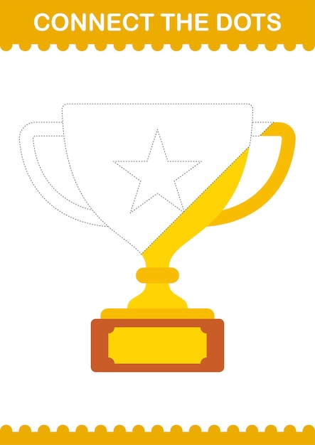 Conecta los puntos Trofeo Hoja de trabajo para niños