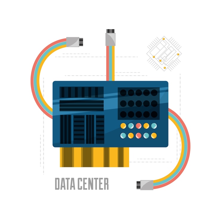 Vector conectando información con el centro de datos