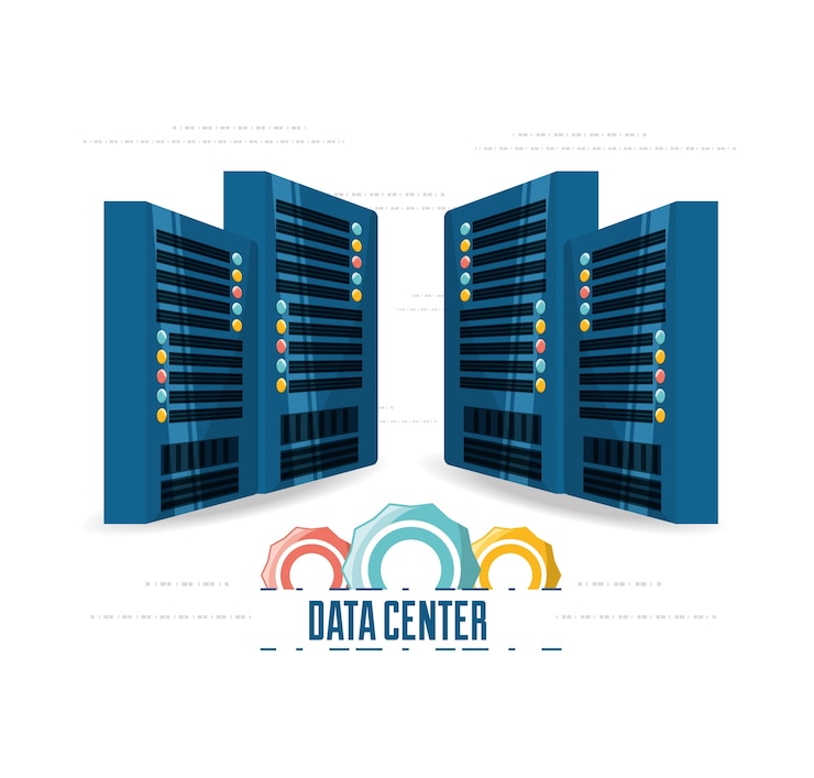 Vector conectando información con el centro de datos