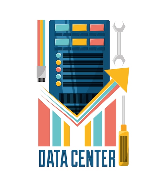 Vector conectando información con el centro de datos