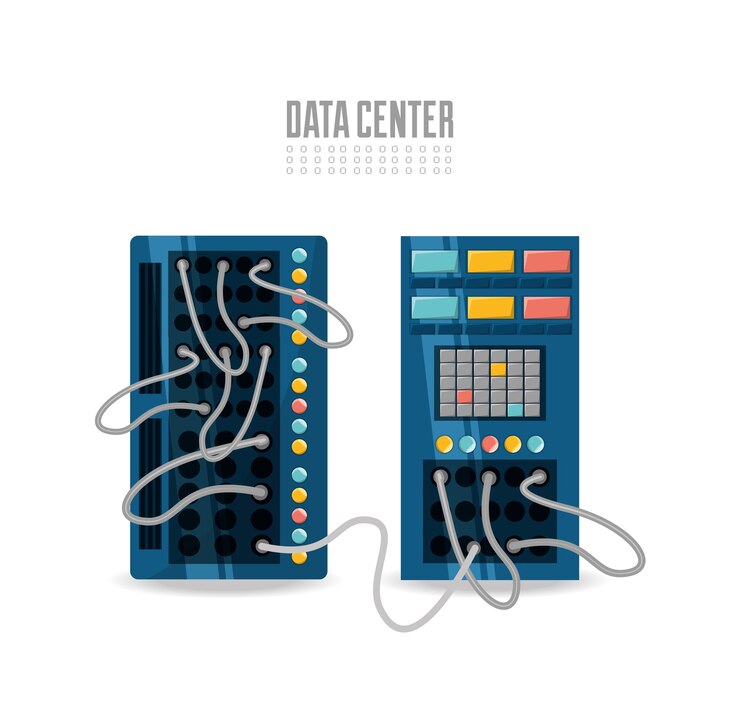 Vector conectando información con el centro de datos