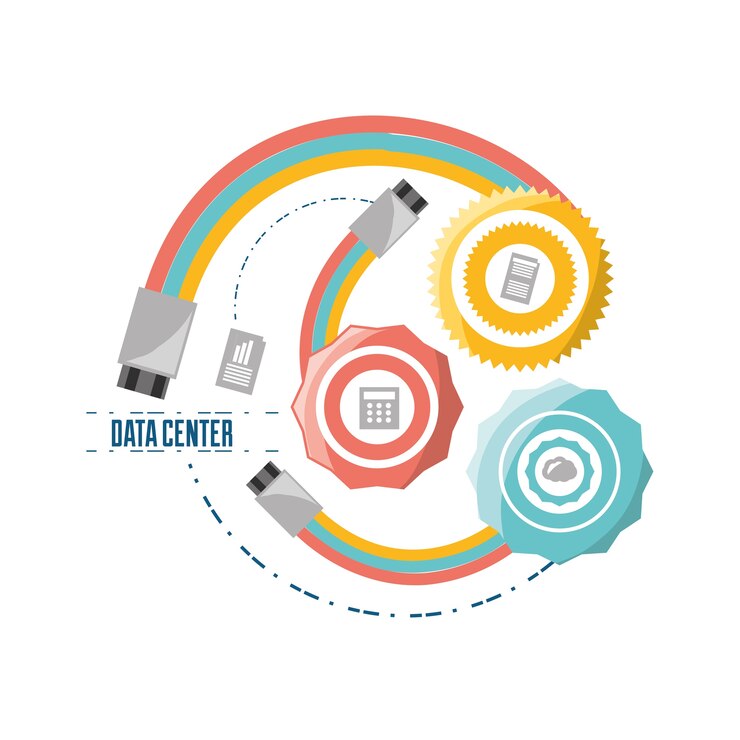 Vector conectando información con diferentes dispositivos