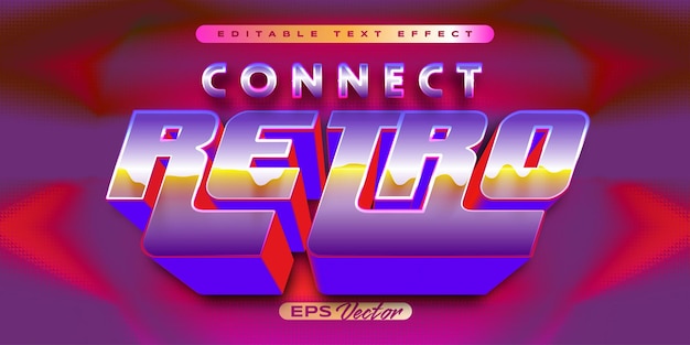 Vector conectar efecto de texto editable retro