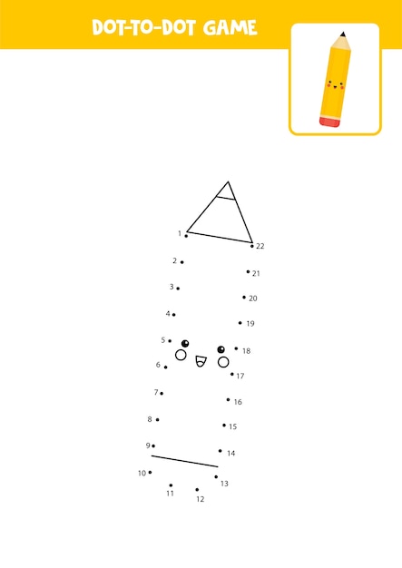 Conectar el juego de puntos con lápiz de dibujos animados Hoja de trabajo educativo