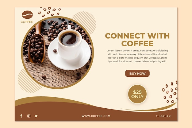 Conectar con plantilla de banner de café