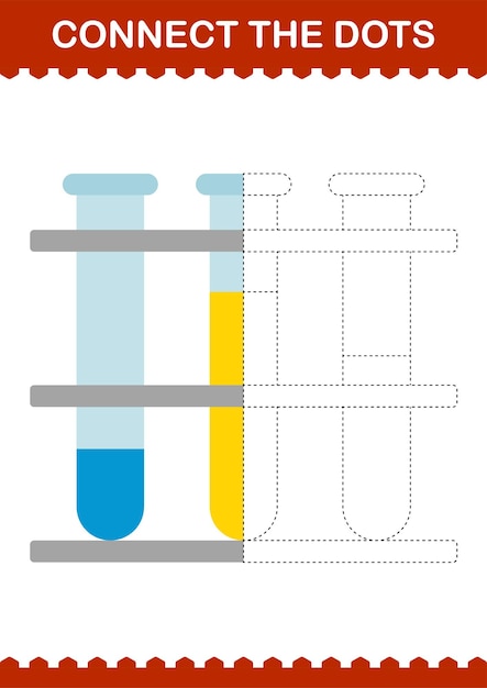 Conectar los puntos hoja de trabajo del tubo de ensayo para niños