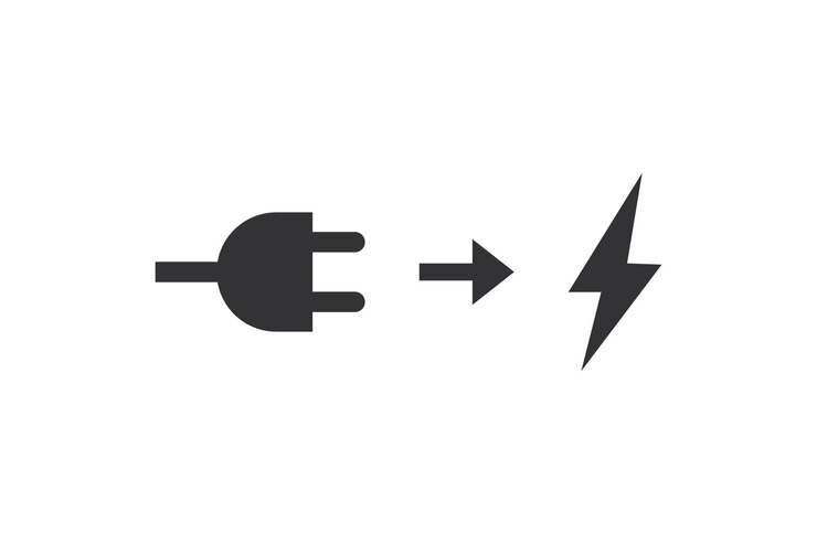 Vector conecte el dispositivo al icono de alimentación símbolo de ilustración de relámpago de flecha de enchufe signo de diseño de vector de error de conexión