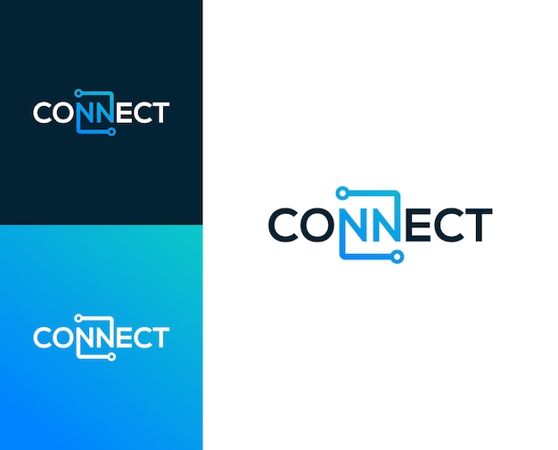 Conecte la ilustración del vector del diseño del logotipo de la marca denominativa