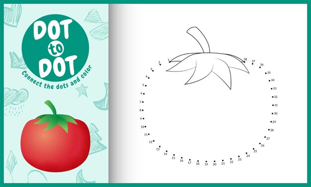 Conecte el juego de niños de puntos y la página para colorear con una ilustración de tomate