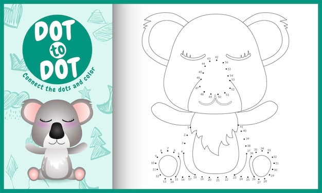 Conecte el juego de niños de puntos y la página para colorear con un lindo personaje de koala