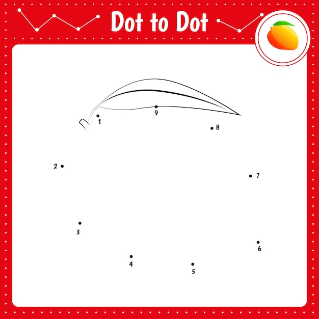 Conecte los puntos mango dot to dot libro de juegos educativos para la hoja de trabajo de actividades preescolares