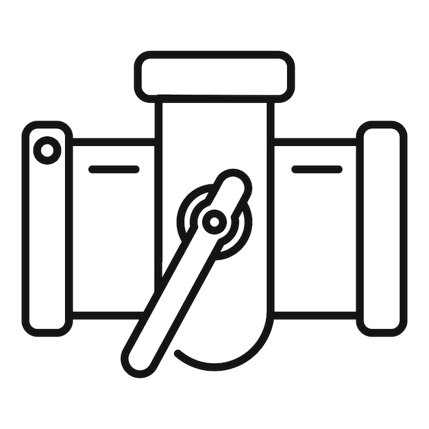 Conector de tubería grifo icono contorno vector Sistema de acero Tubería metálica