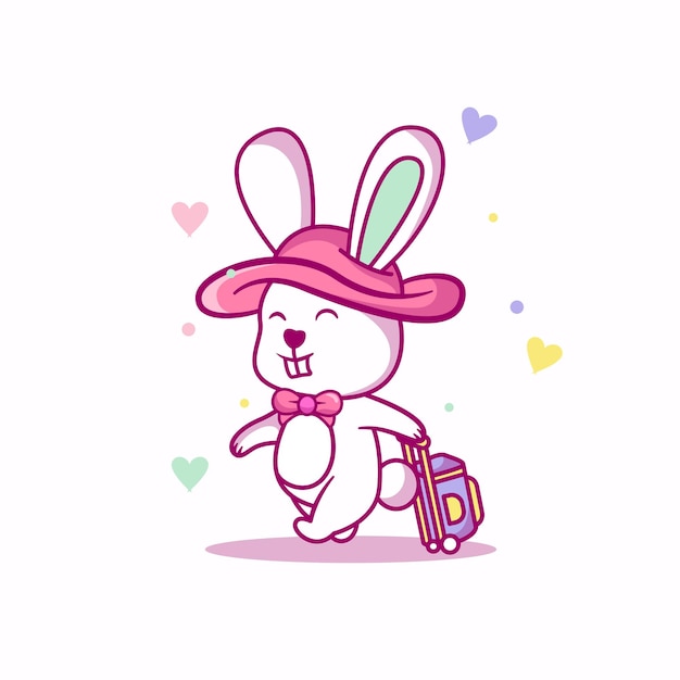 Conejito lindo bebé en la ilustración de vacaciones